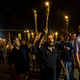 Neo-Nazis, the alt-right and white supremacists march through the University of Virginia Campus with torches in Charlottesville, Va., on Aug. 11, 2017.